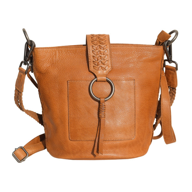 Hallie Leather Pocket Crossbody Bag, Brown